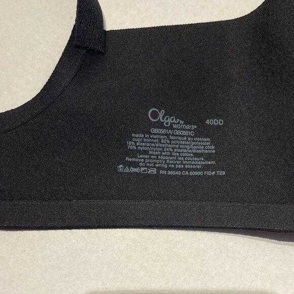 Olga No Side Effects Underwire Contour Bra GB0561A Rich Black Size 40DD New - Picture 6 of 7